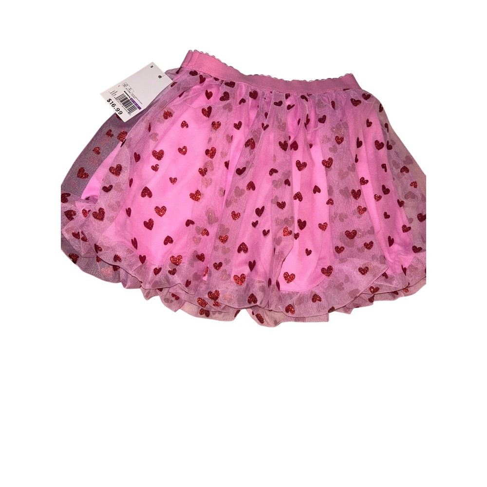 Jumping Beans Girls Pink Heart Tutu Skirt and Long Sleeve Graphic Tee Set Size 5 - Picture 2 of 3